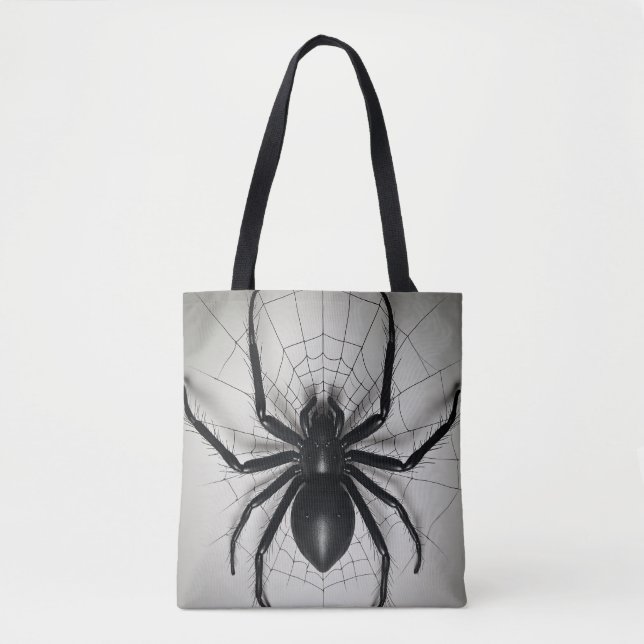 Black spider pattern image shoulder bag (Front)