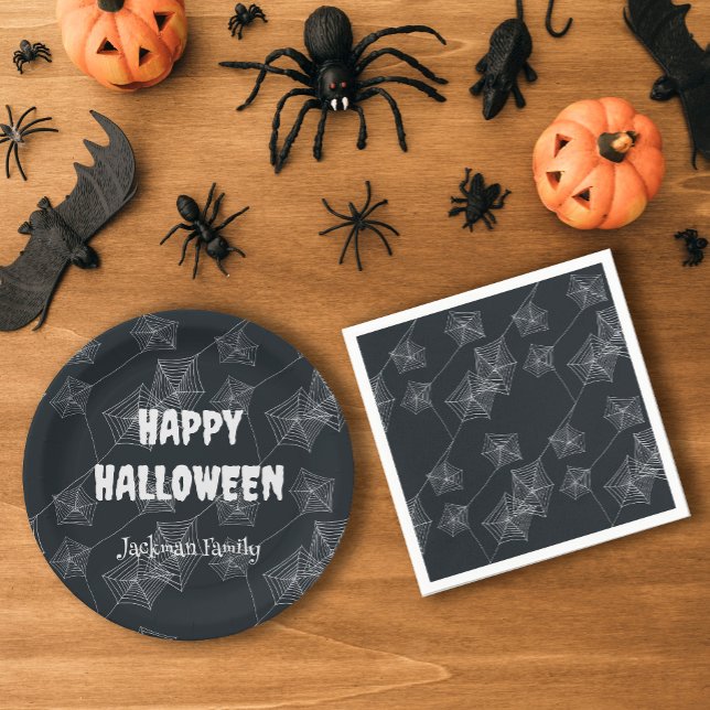 Black spider web, Halloween party Napkin (Black Spooky Halloween napkins)