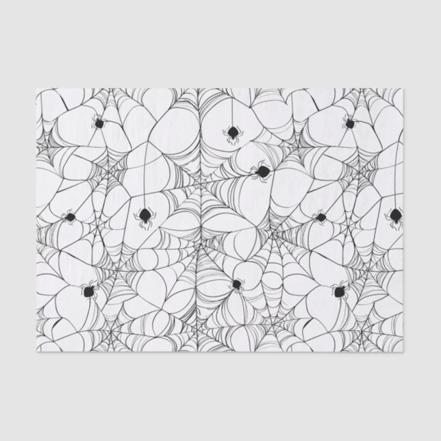 Black Spider Web Halloween Tissue Paper (Front)