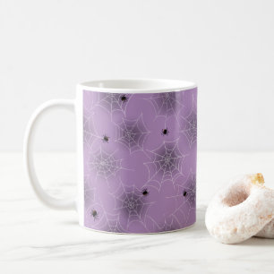 Black Spider White Web Purple Halloween Mug