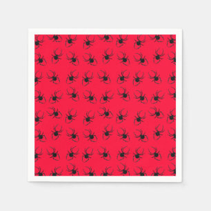 Black Spiders On Red Napkin