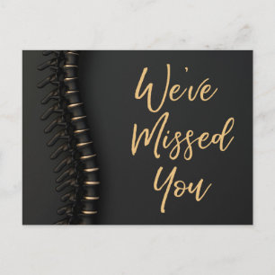 Black Spine We've Missed You Chiropractic Recall Postcard
