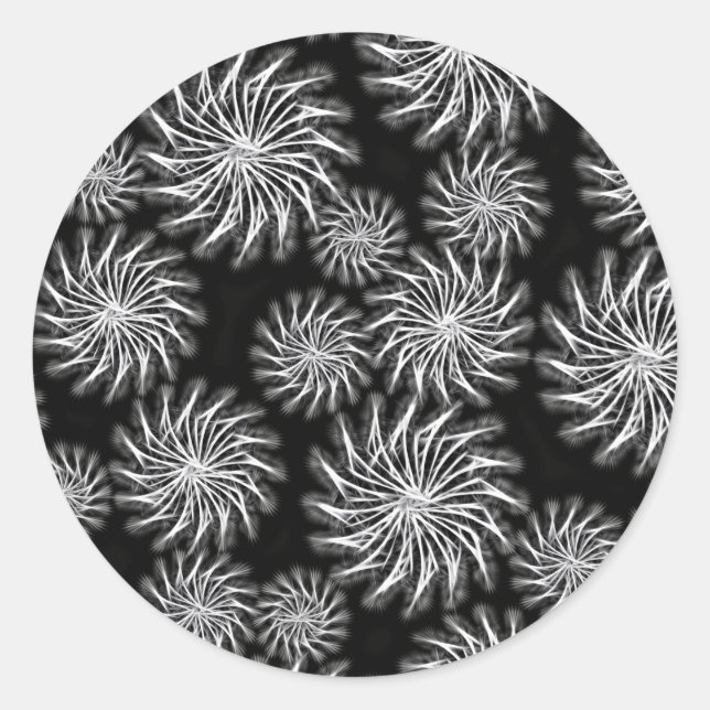 Black spinning stars energetic pattern sticker (Front)