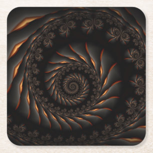 Black Spiral Fractal  Coasters