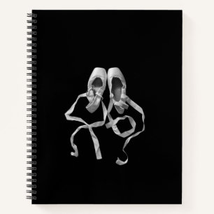 Black Spiral Notebook with Pointe Shoe Design
