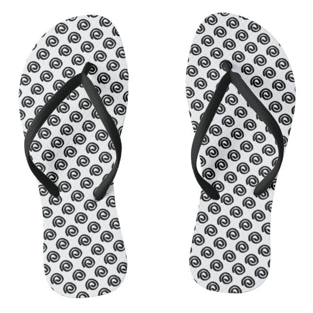 Black Spirals on white Jandals (Footbed)