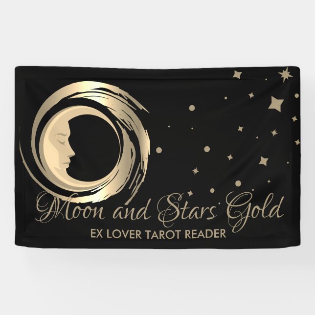 Black Spiritual Future Tarot Reader Stars Moon Banner (Horizontal)