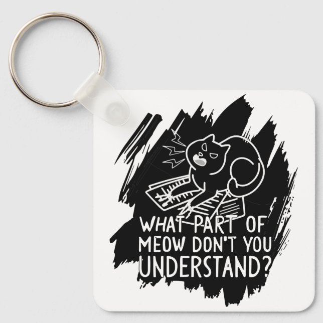 Black Splash Funny Cat Quote Key Ring (Front)