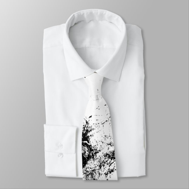 Black Splashed White Tie (Tied)