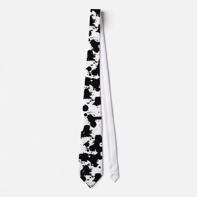 Black Splatters Unique Design Tie (Front)
