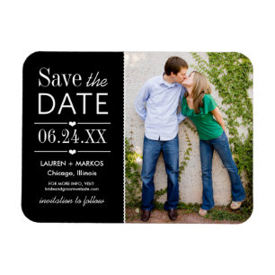 Black Split Panel Photo Save the Date Magnet