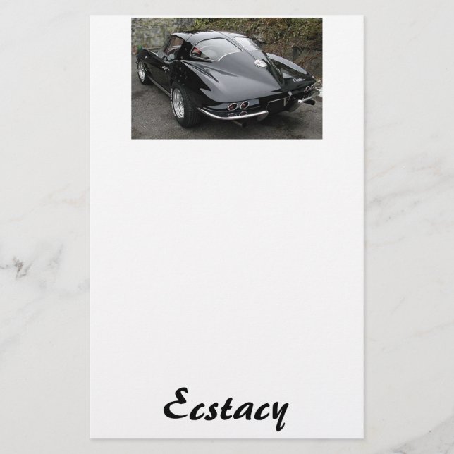 Black Split Window Classic Corvette Stationery (Front)