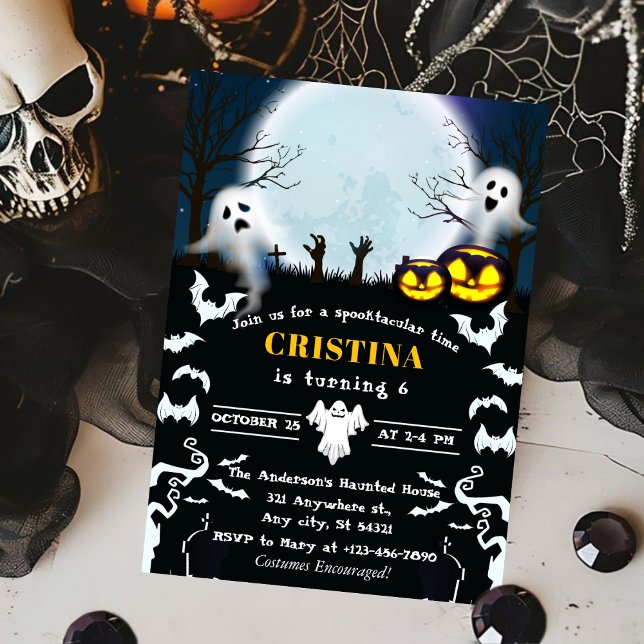 black Spooky Halloween Birthday Invitation (Creator Uploaded)