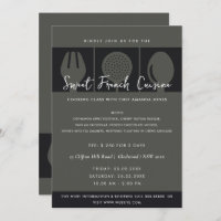 BLACK SPOON FORK COOKING CLASS INVITE TEMPLATE