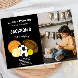 Black Sports Invitations with photo