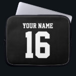 Black Sporty Team Jersey Laptop Sleeve<br><div class="desc">Black Team Jersey / Sports Jersey / Football Jersey ========= Customize this with your own name or team name and a number. You can change the size, color and placement of the text if you need to make changes as well as adding text of your own to create your own...</div>