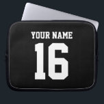 Black Sporty Team Jersey Laptop Sleeve<br><div class="desc">Black Team Jersey / Sports Jersey / Football Jersey ========= Customize this with your own name or team name and a number. You can change the size, color and placement of the text if you need to make changes as well as adding text of your own to create your own...</div>