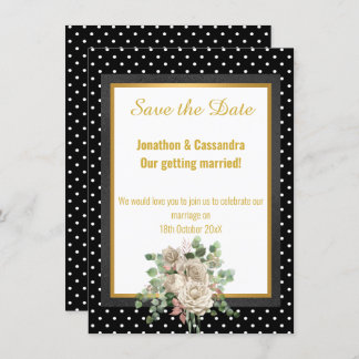 BLACK SPOT LAYER ROSE EUCALYPTUS SAVE THE DATE