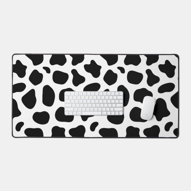 Black Spots Pattern on White Background Desk Mat (Keyboard & Mouse)