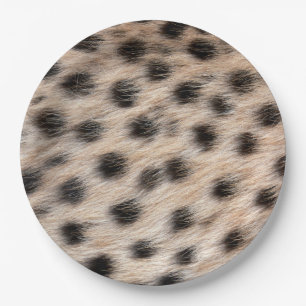 black spotted Cheetah fur or Skin Texture Template Paper Plate
