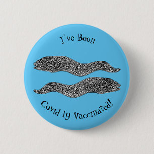 Black spotted moray eel cartoon illustration  6 cm round badge
