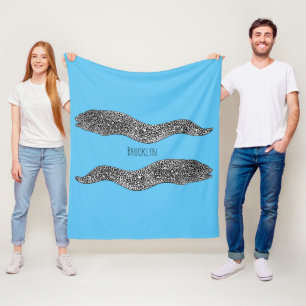 Black spotted moray eel cartoon illustration fleece blanket