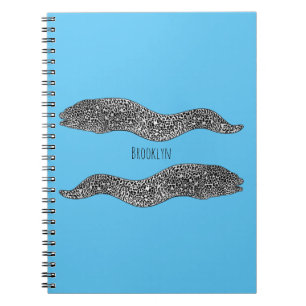 Black spotted moray eel cartoon illustration notebook