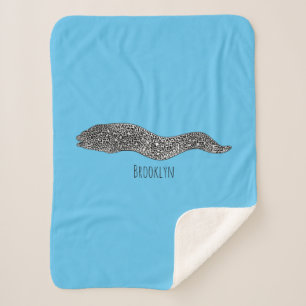 Black spotted moray eel cartoon illustration sherpa blanket