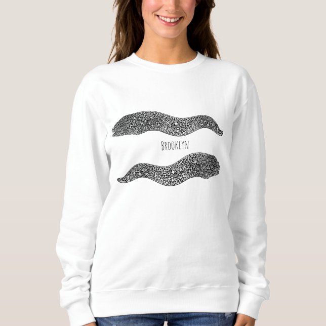Black spotted moray eel cartoon illustration sweatshirt (Front)