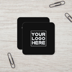 Black Square Business Cards with Company Logo 