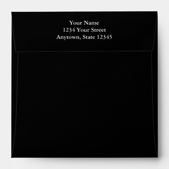 Black Square Envelope w/ Printed Return Address (Back (Top Flap))