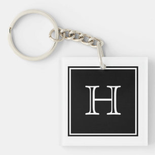 Black Square Monogram Acrylic Keychain