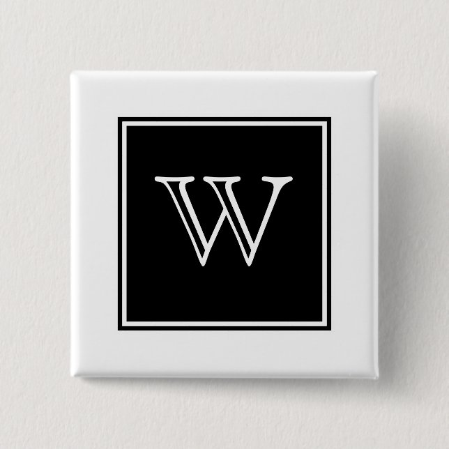 Black Square Monogram Button (Front)