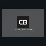 Black Square Monogram Construction Logo Dark Grey Poster<br><div class="desc">Bold initials are centred on a black square set on dark grey background to create a unique logo on this modern poster design for construction businesses, electrical services, contractors, builders and more. This is also available as a downloadable logo file. © 1201AM CREATIVE</div>