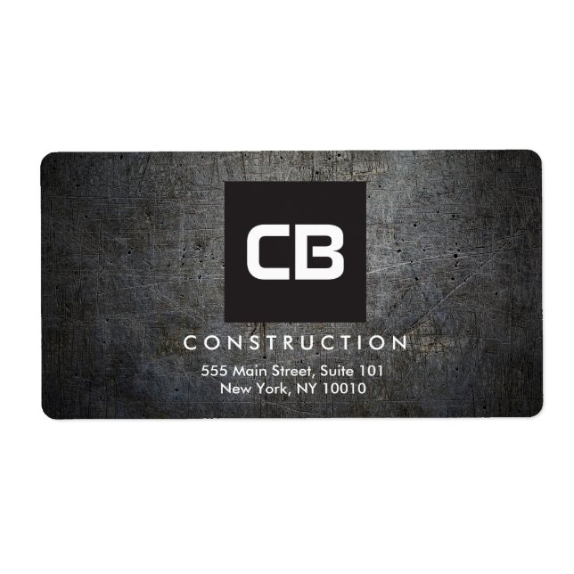 Black Square Monogram Grunge Metal Construction (Front)