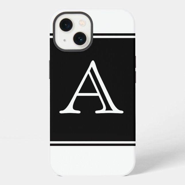 Black Square Monogram iPhone Case (Back)