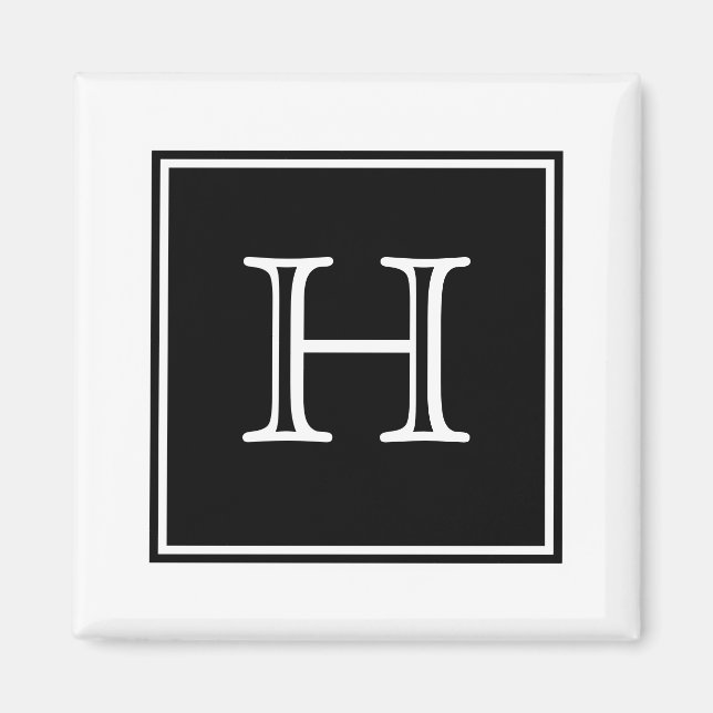 Black Square Monogram Magnet (Front)