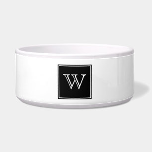 Black Square Monogram Pet Bowl