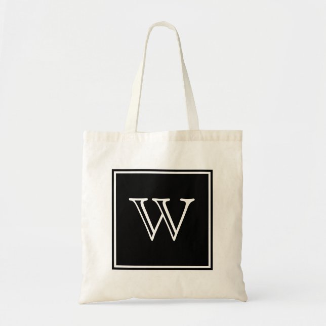 Black Square Monogram Tote Bag (Front)
