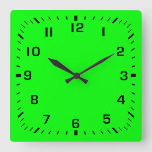 Black Square Number Faceplate on Lime Green Wall Clock