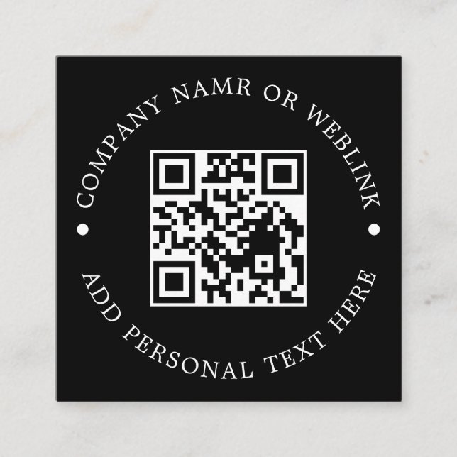 Black Square QR Modern Business Identity Card (Front)