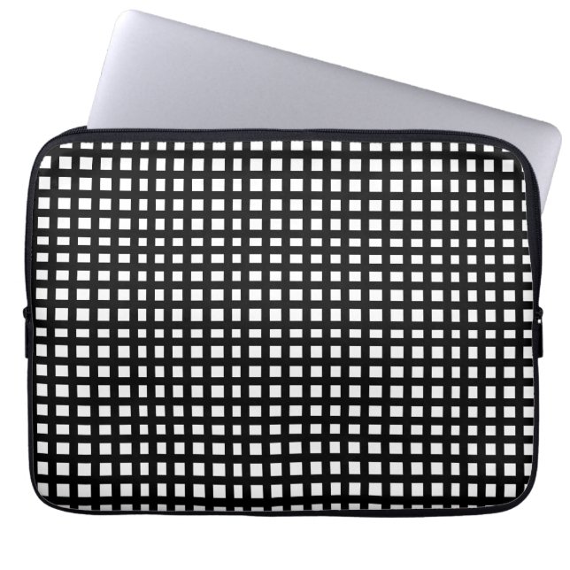 Black squares mesh grid  laptop sleeve (Front)