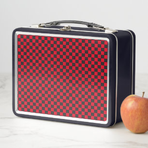 Black Squares Red Ladybug Colours Beetle Metal Lunch Box