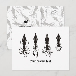 Black Squid Icons Postcard