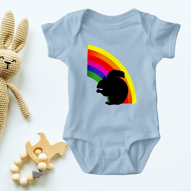 Black Squirrel Silhouette Colourful Rainbow Baby Bodysuit (Black Squirrel Silhouette Colorful Rainbow Baby Bodysuit)
