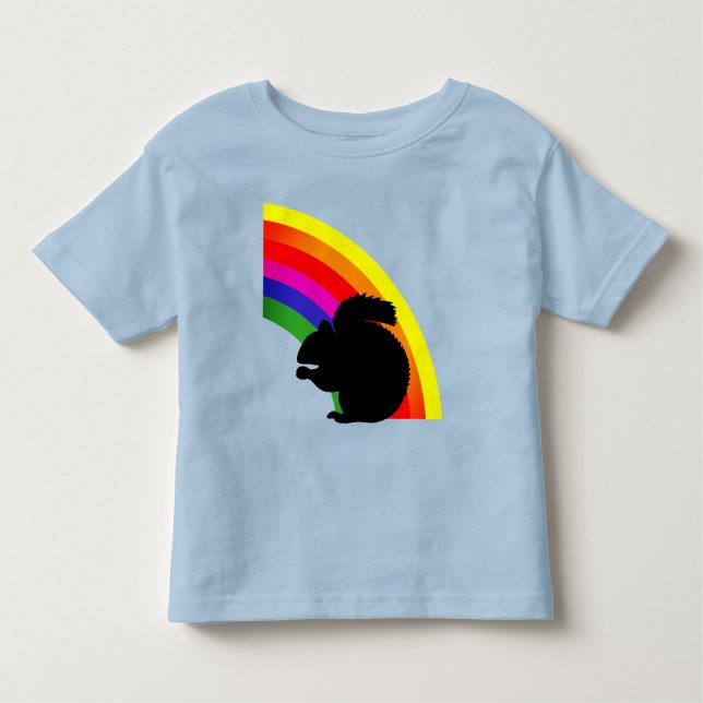 Black Squirrel Silhouette Colourful Rainbow Toddler T-Shirt (Front)