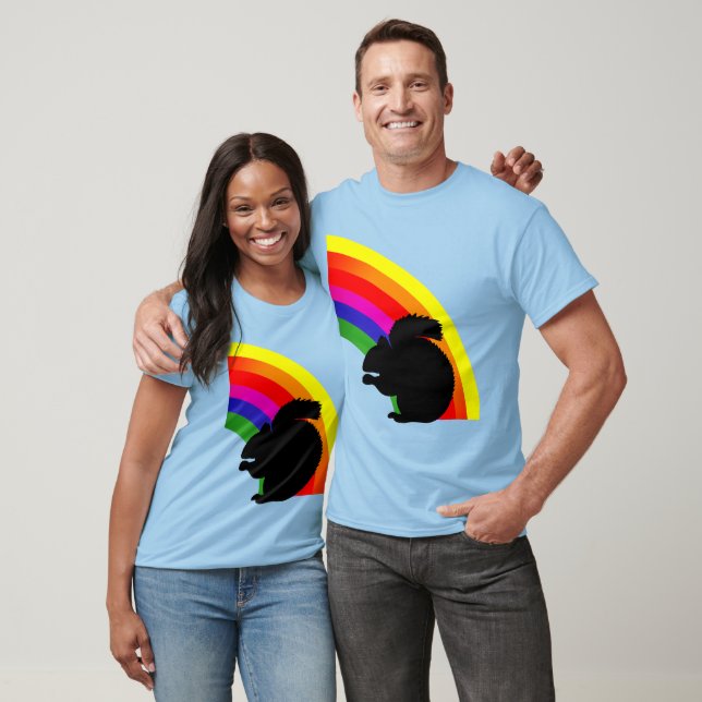 Black Squirrel Silhouette Colourful Rainbow Unisex T-Shirt (Unisex)