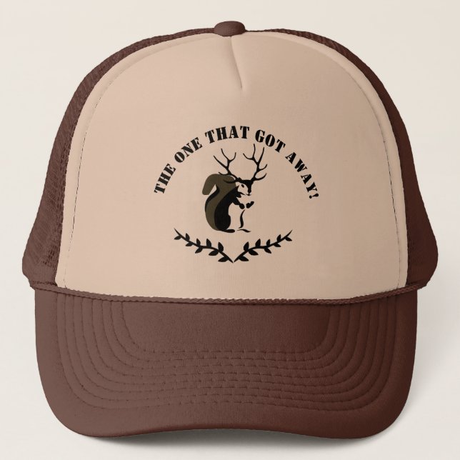 Black Squirrel With Ten Point Antler Trucker Hat (Front)