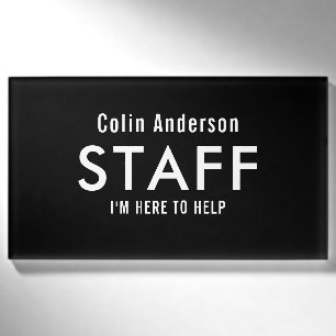 Black Staff Here to Help Name Tag