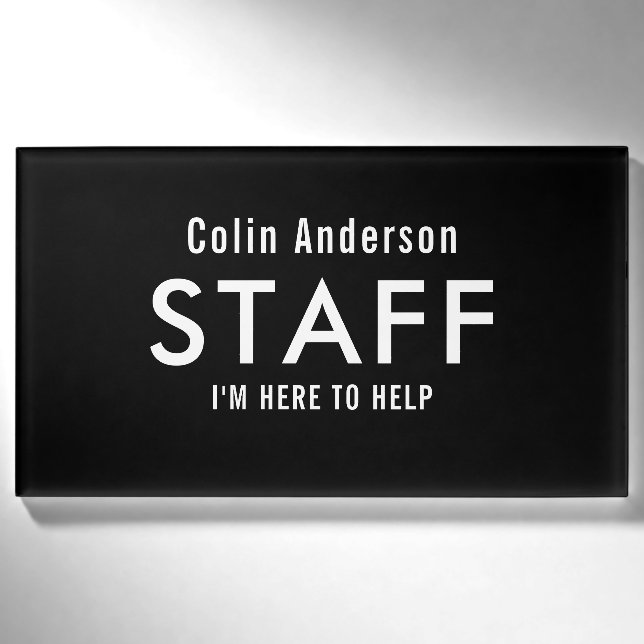Black Staff Here to Help  Name Tag (Front)